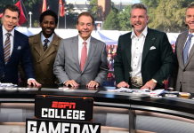 The College Football playoff PITT NOTRE DAME TEXAS SOUTH FLORIDA NAVY AND GEORGIA-Nick Saban on ESPN’s College GameDay, embracing his post-coaching chapter with insight and authority.